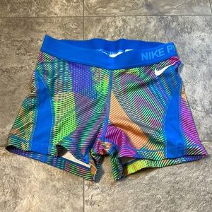 Multi colored Nike pro shorts